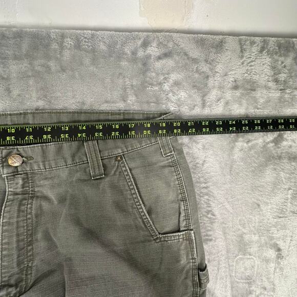 Vintage Carhartt Ripstop Double Knee Olive Green Cargo Pants B342-MOS Size 38x30 - Picture 7 of 8